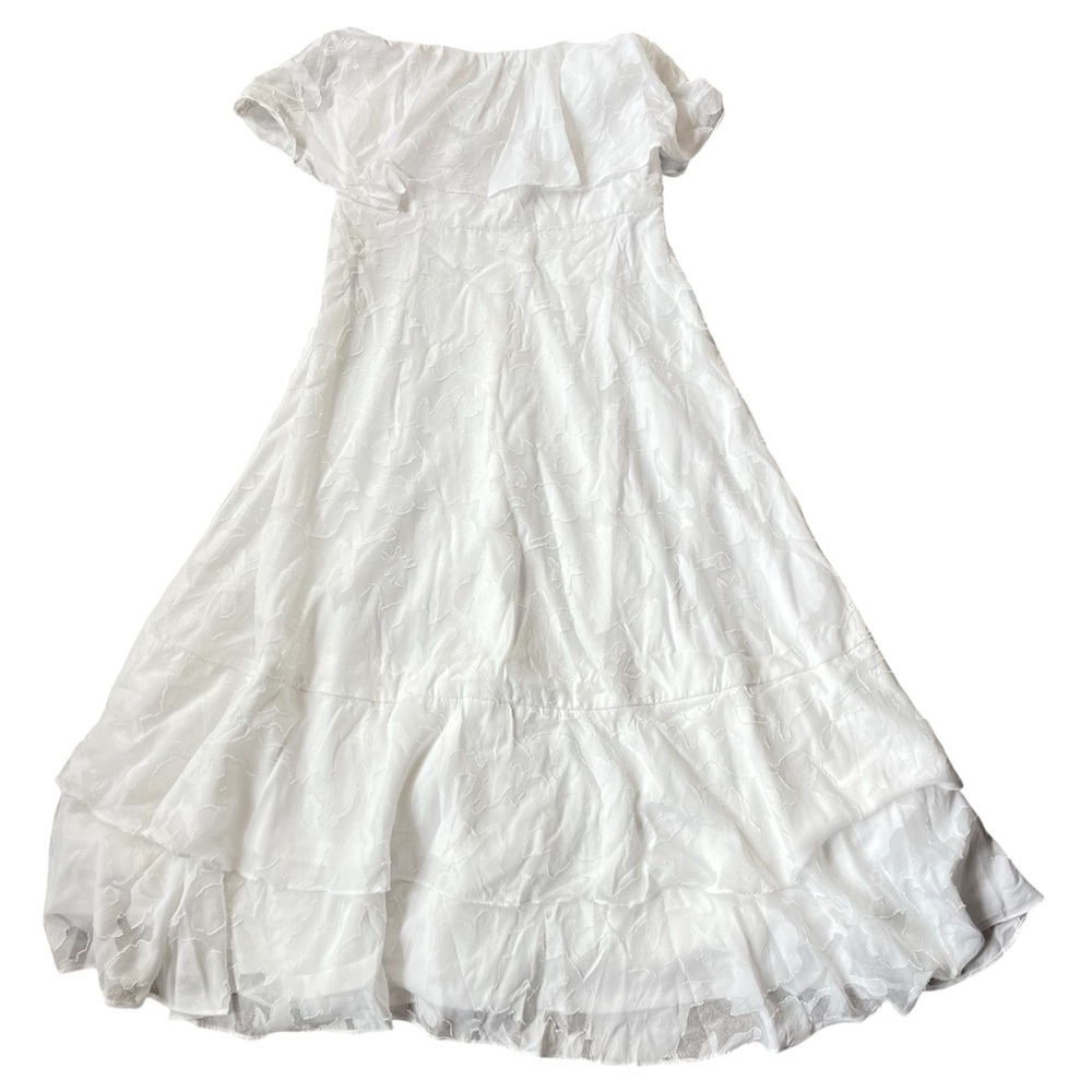 Lulus Burnout Floral Tired MIDI Dress White Strapless Size L Flirty Photoshoot